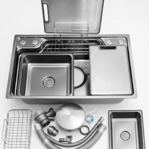 Chậu rửa chén 1 hộc inox 304 màu xám kiểu nhật cao cấp