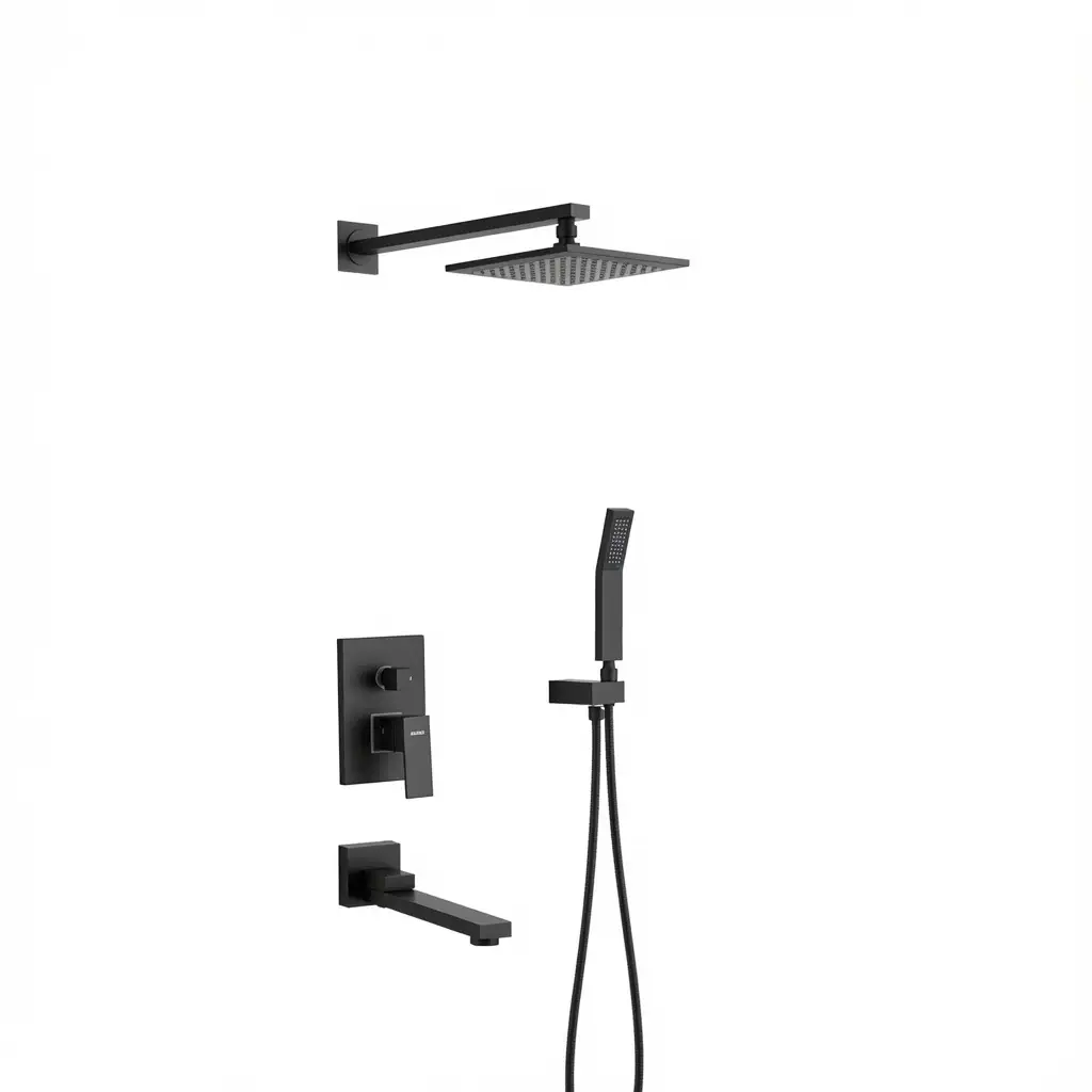 Sen tắm âm tường đồng thau sơn tĩnh điện đen LX-202